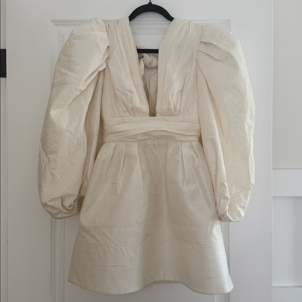 by watters | white puff sleeve mini dress